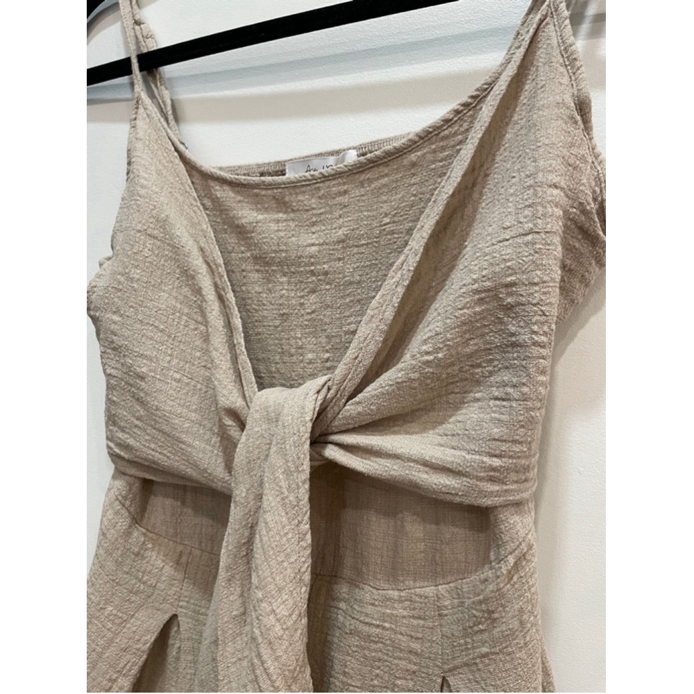Active USA Romper Medium Textured Cotton Open Smoked Back Minimalist Neutral - Picture 2 of 9